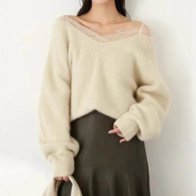 2025秋冬新款韩系两件套设计感针织上衣女慵懒风宽松时尚套头毛衣