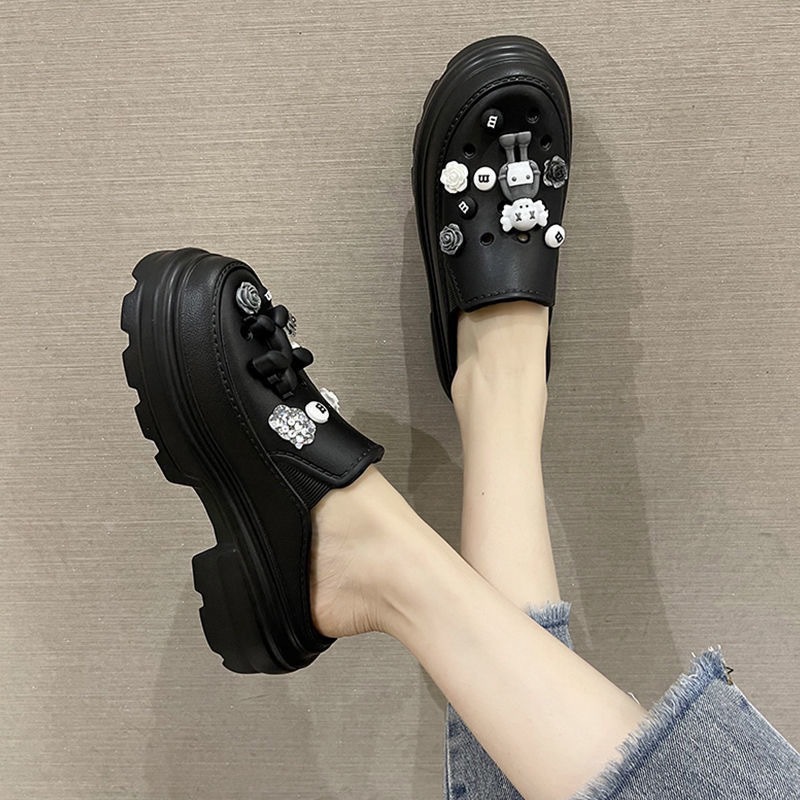 2025外贸新款手工DIY洞洞拖鞋包头防滑厚底女外穿花园洞洞鞋批发