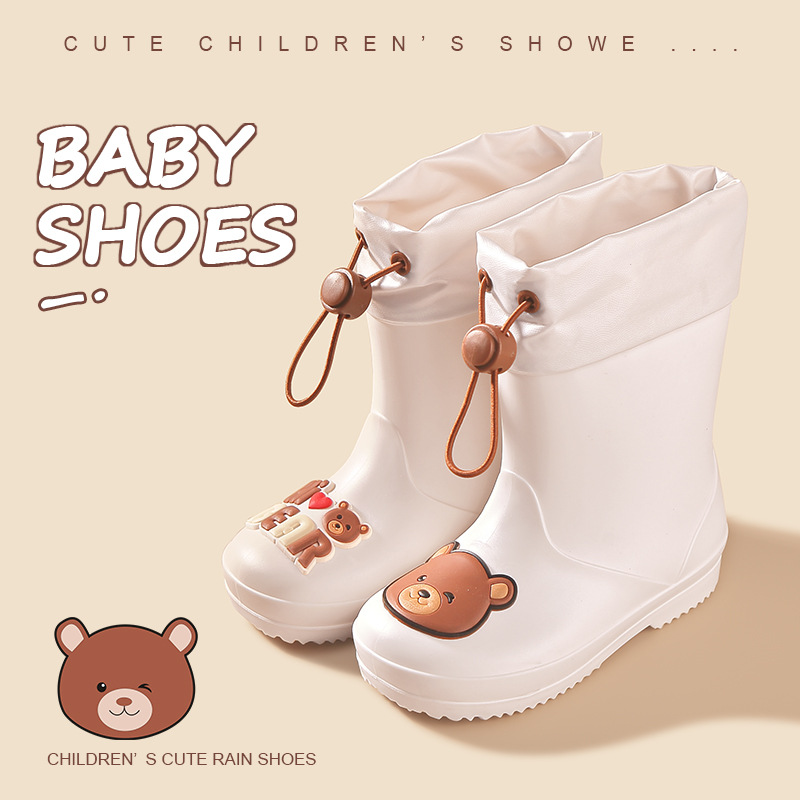 Children's Rain Boots Boys and Girls Non-Slip Rain Boots Students Go to School Kindergarten Water Boots Waterproof Rubber Shoes Kidsren and Babies