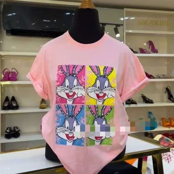 300g Trendy Loose Slimming Short-Sleeve T-Shirt American Retro Regular Shoulder Short-Sleeve T-Shirt for Women Summer Dopamine Style