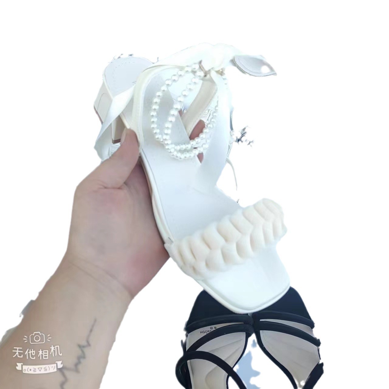 Nuevas zapatillas de cristal de talón transparente de moda de tacones altos de cabeza cuadrada comercio exterior de mujeres de cola fría comercio exterior