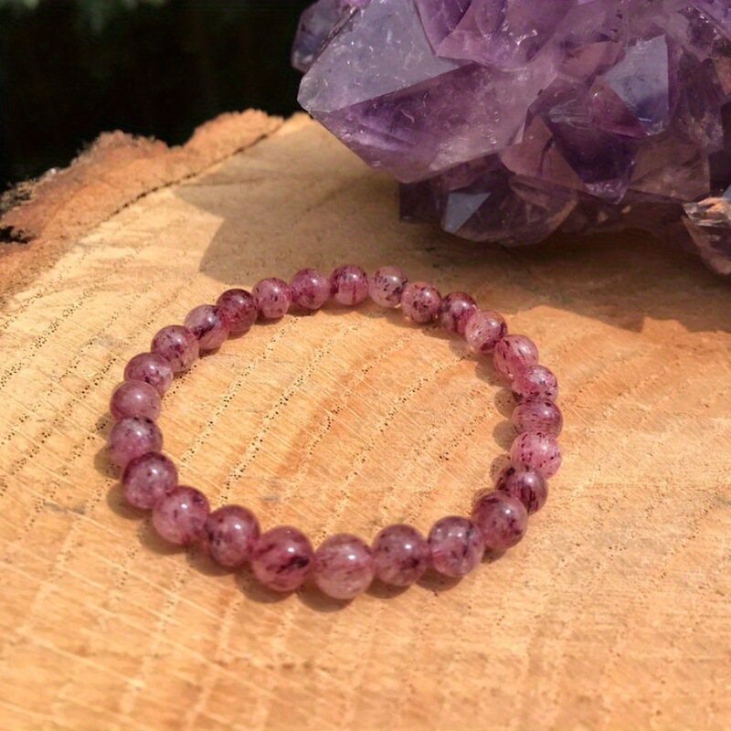 Natural Strawberry Quartz 8mm Bead Bracelet