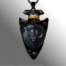 跨境外贸爆款朋克动物饰品霸气狮王狮头吊坠个性街头潮男黑狮项链