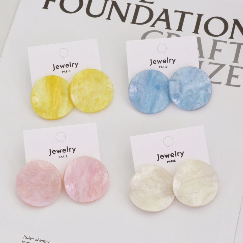 Galaxy Star Fantasy Fantasy Geometric Concave-convex Shape Acetic Acid Round Earrings Women's Light Luxury High-end Retro Earrings