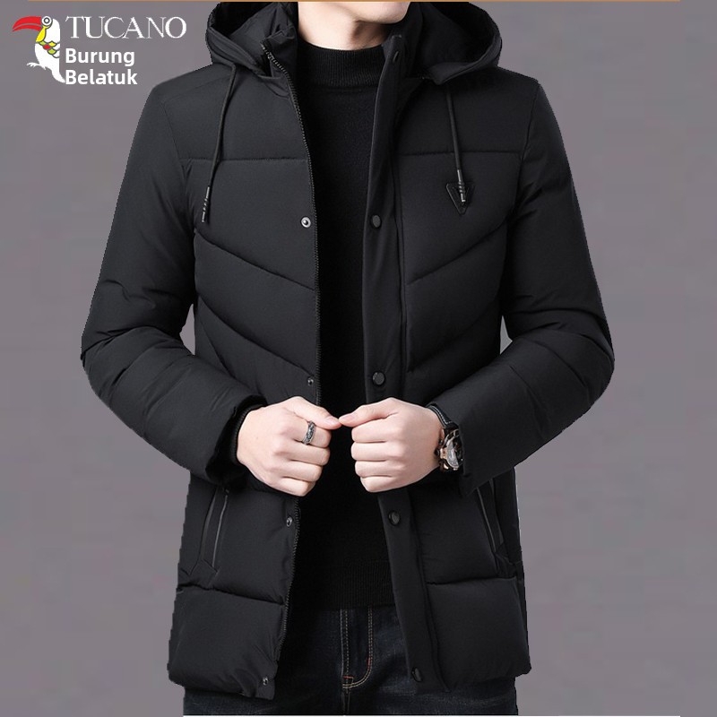 冬季清仓啄木鸟男士羽绒棉服中长款加厚连帽男装休闲中老年棉外套