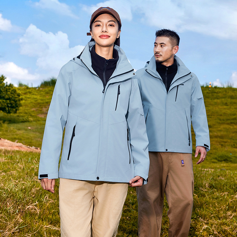 Luobailuo Three-In-One Outdoor Jacket for Men, Couple's Sports Mountaineering Clothing for Women, Fleece-Lined Warm Three-Piece Set Jacket