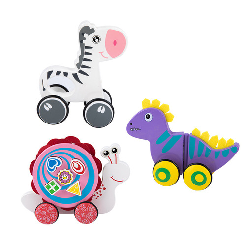 Children's shape matching pull cord wooden tractor infant pull cord tractor wooden cartoon animal walker