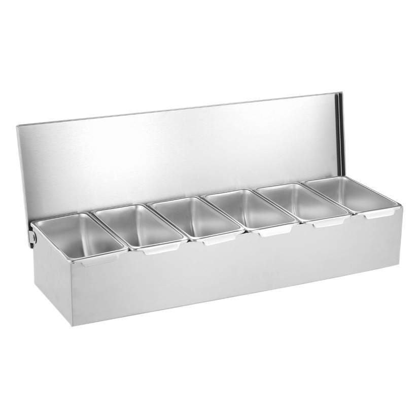 Caja de condimento de acero inoxidable 304 caja de condimento comercial caja de almacenamiento caja de ingredientes de polvo de hielo de cocina con tapa caja de muestra