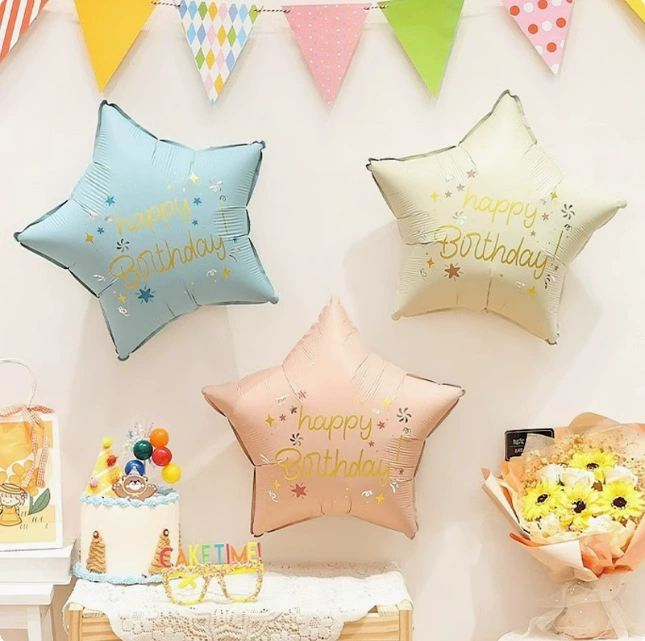 Матовая печать с днем рождения пятиконечный звездный воздушный шар день рождения сцена украшения украшения атмосферы реквизит мальчик