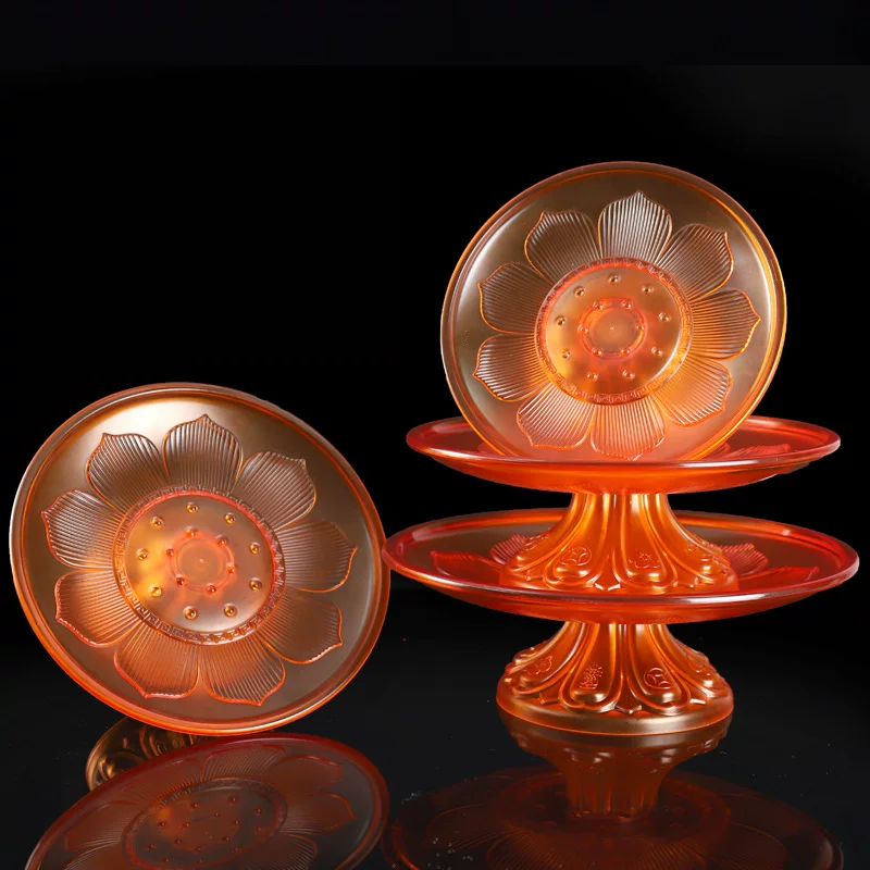Mu En Plug - glazed fruit plate lotus supply plate home fruit tribute plate fruit disc Buddhist manufacturer wholesale