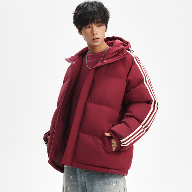 Tres barras transfronterizas chaqueta de algodón de plumón hombre y mujer rayas de invierno chaqueta de algodón de estilo de colegial chaqueta de pan grueso chaqueta de moda