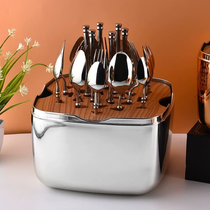Tableware, set, golden gift box, 24 pieces, pink gold