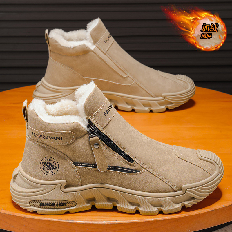 2025 tendencia de invierno nuevos zapatos de algodón de alto rendimiento explosivo zapatos antideslizantes para hombres herramientas de calentamiento universal con botas de algodón de terciopelo