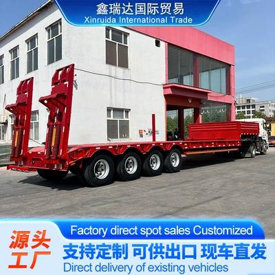 Heavy-Duty Hook Lift Trailer, Mechanical Lowbed Semi-Trailer, Large Item Transport Lowbed Semi-Trailer