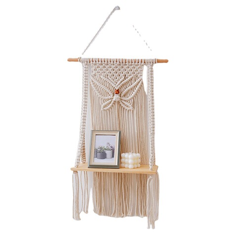 Cross-border best-selling handmade woven tapestry cotton rope wall hanging Bohemian storage rack hotel homestay children's room decoration