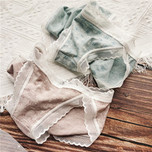 复古日韩#森系可爱印花蕾丝边棉质性感低腰女内裤