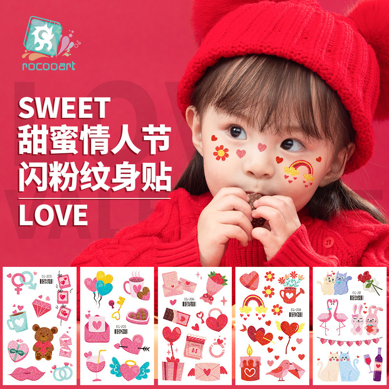 Ricklon Cross-border New Glitter Valentine's Day Cute Love Couple Tattoo Sticker Temporary Tattoo Sticker Ricklon Cross-border New Glitter Valentine's Day Cute Love Couple Tattoo Sticker Temporary Tattoo Sticker