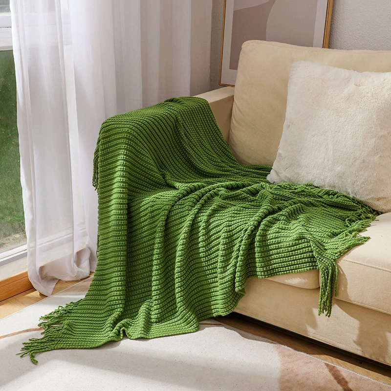 Sofa, knitted duvet for sleep, boho style