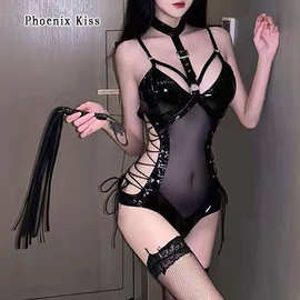 情趣内衣性感女王制服漆皮紧身捆绑束缚镂空角色扮演套装文胸