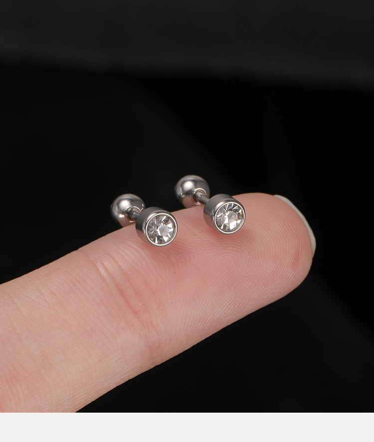 Cross Border Hot Sale Stainless Steel Zircon Ear Bone Nail Personality Face Slimming Rose Gold Titanium Steel Piercing Ear Studs Supply detail image 9