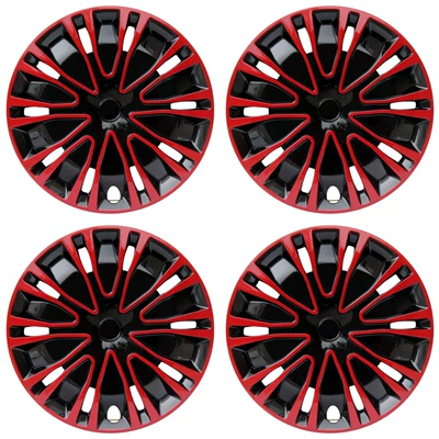 Hub cover 13 14 15 16-inch universal wheel - 12inch-bk-red-and-black-4-pieces
