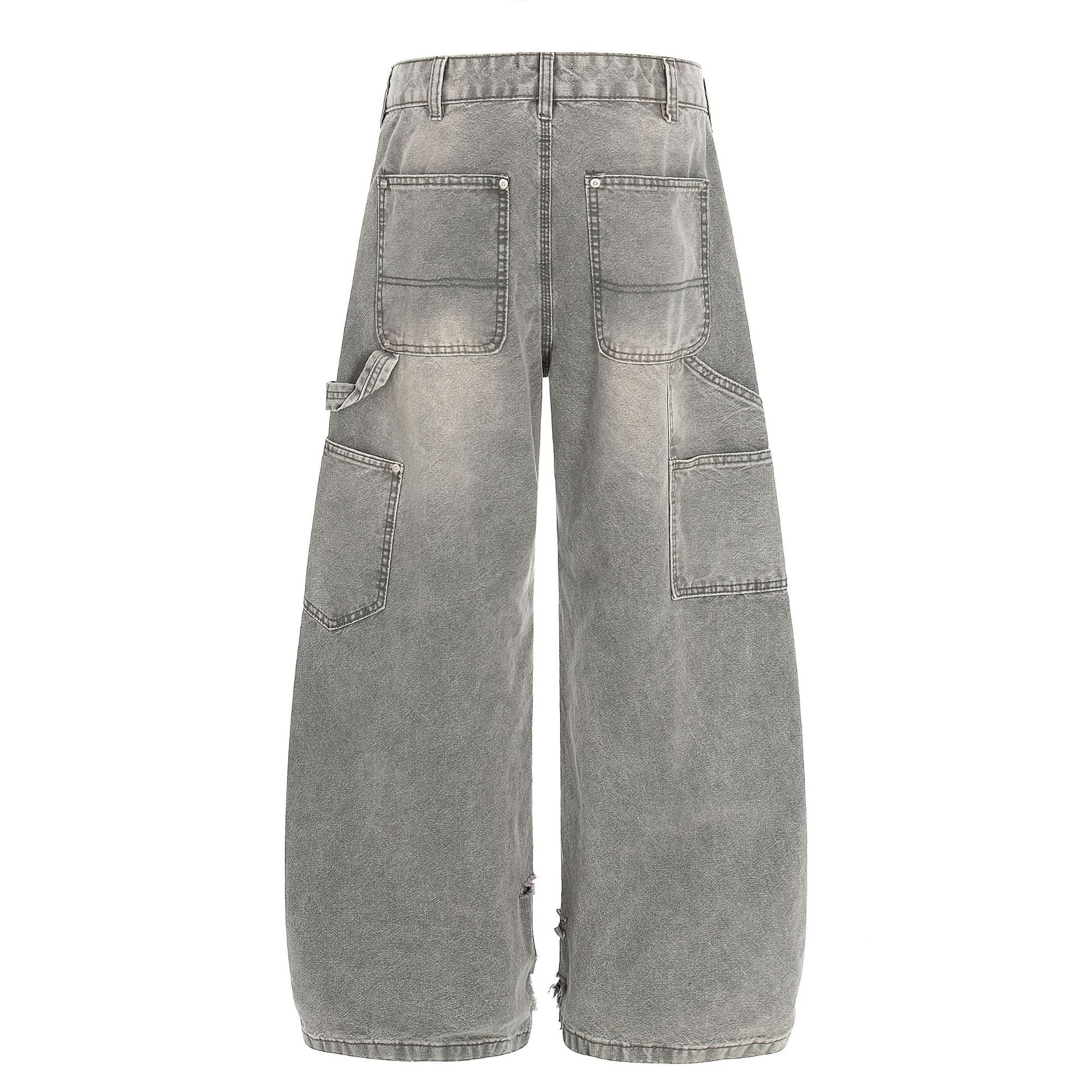 Unisex Oversized Jeans Im Vintage Look Grau Baumwolle_voghion.com