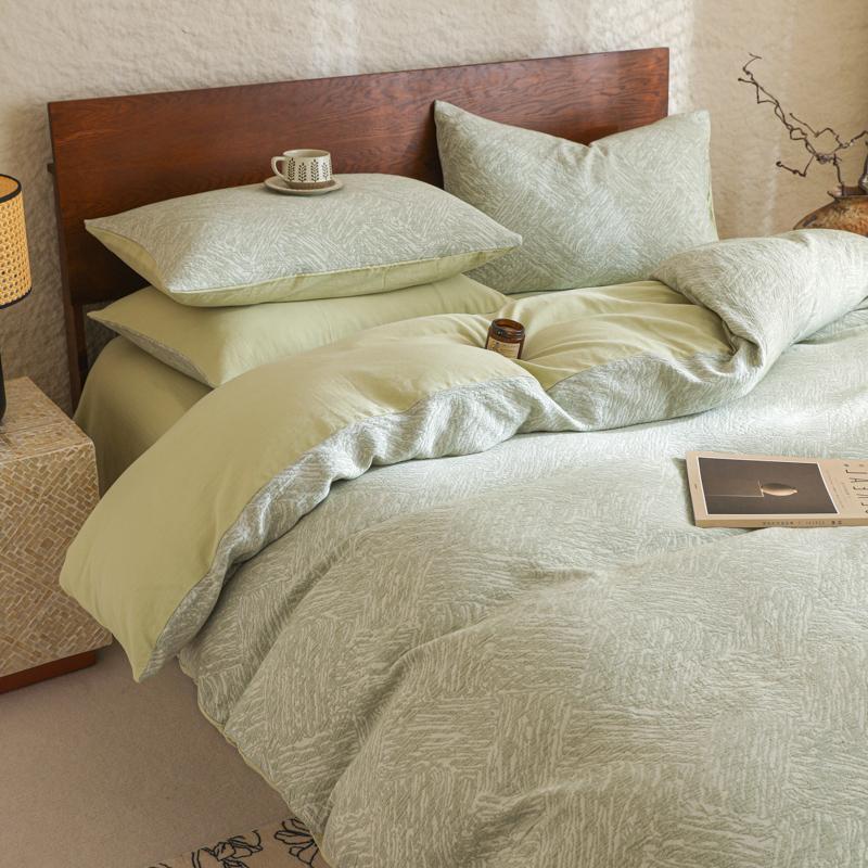 Cama de algodón molido de algodón largo conjunto de cuatro piezas de algodón puro 2025 nuevo lujo ligero de alta sensación sábanas cubierta de tres piezas