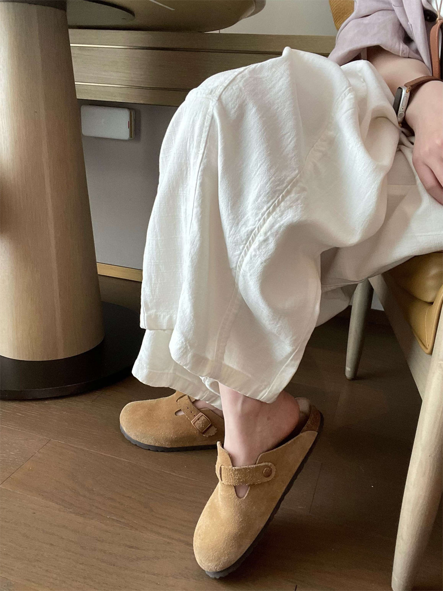 Quần culottes nữ ống rộng eo cao dáng suông mùa hè phong cách Hàn Quốc — màu trắng