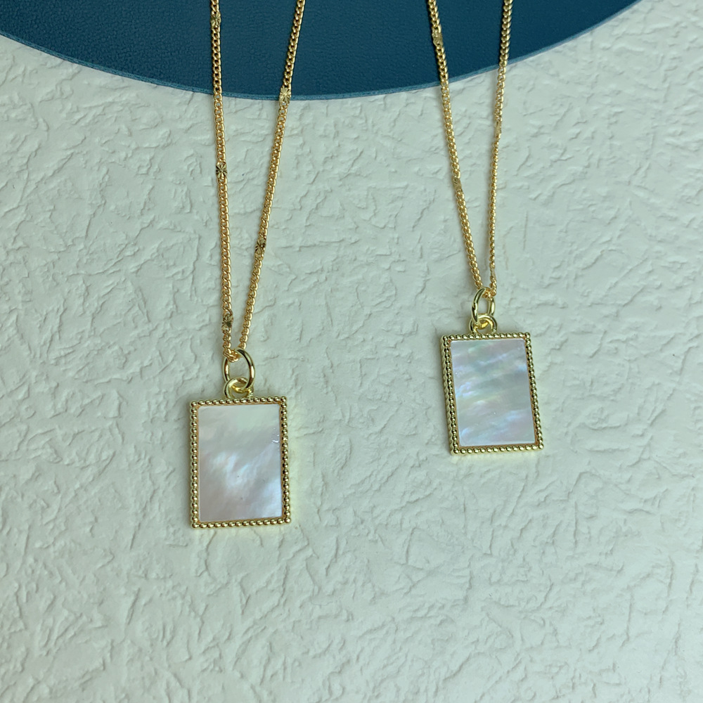 Fashion Square plate Copper Inlaid Shell Necklace 1 Piece