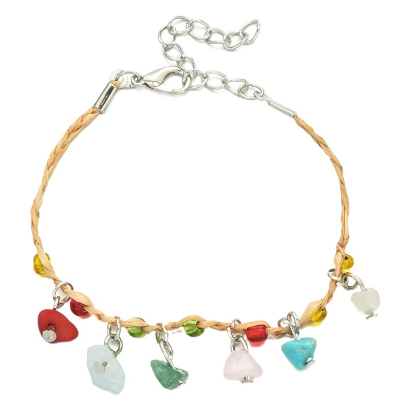 Europa y América transfronteriza estilo bohemio multi-color granos de arroz grava pulsera tejida pulsera de la pulsera de ágata de la grava de la