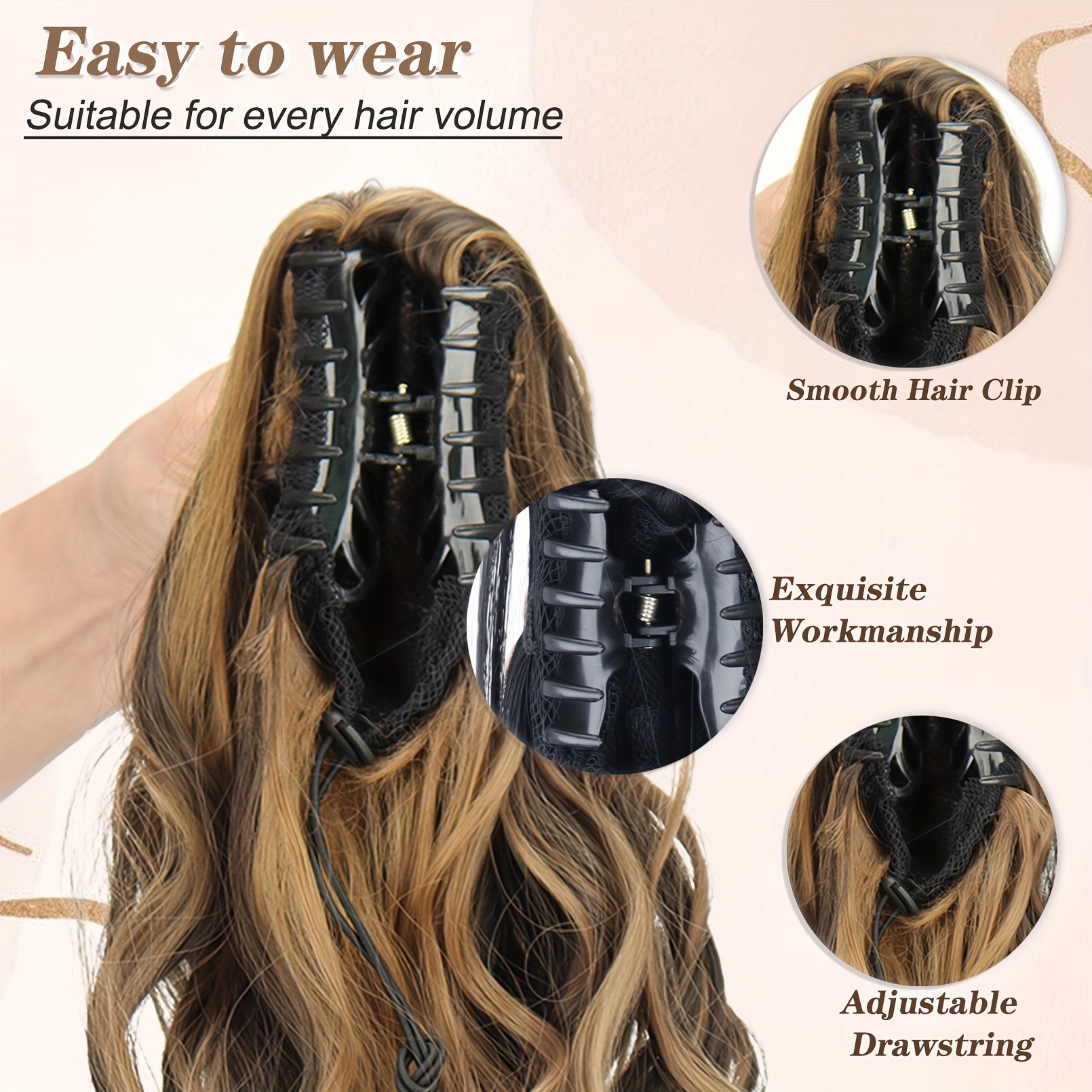 Cauda de caballo transfronteriza captura clips rolling wig