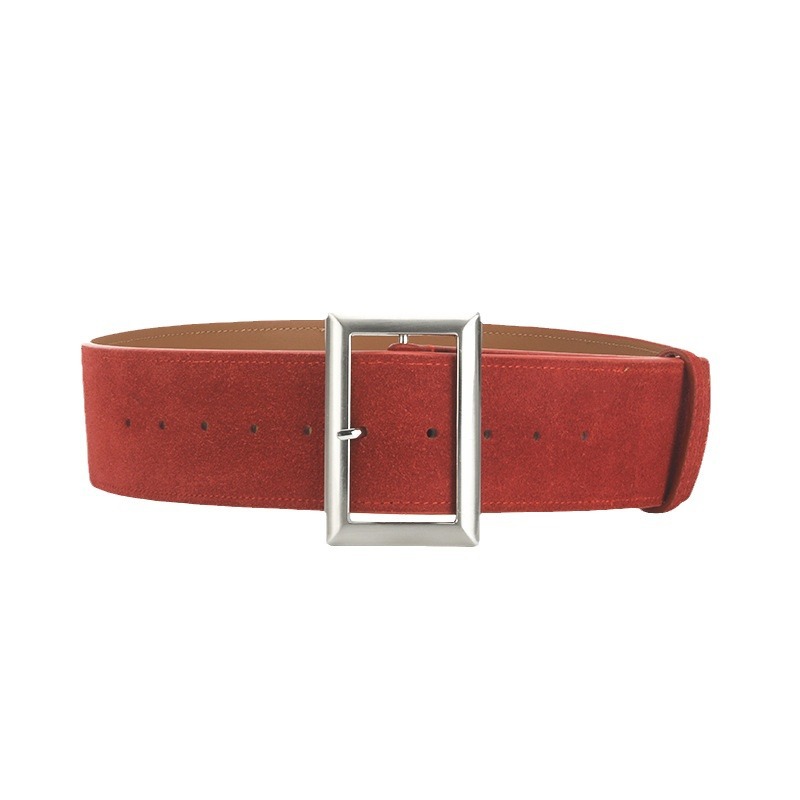 New Women's Fashion Alloy Wide Leather Belt, Genuine Leather Waist Cincher For Coats, Retro Decorative Versatile Simple Waistband - Thumbnail 5