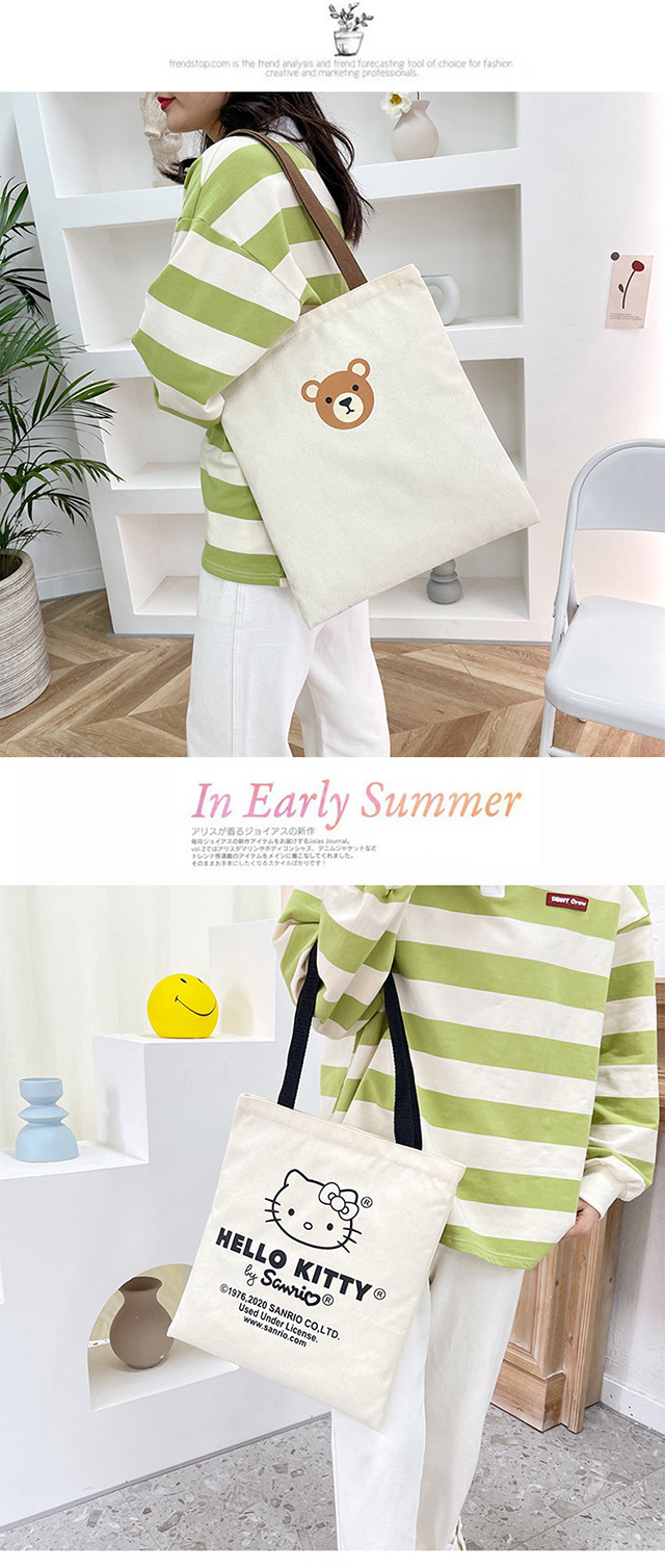 The 2022 new trendy women's canvas bag, a retro and cute student ulzzang canvas bag for women Item Picture