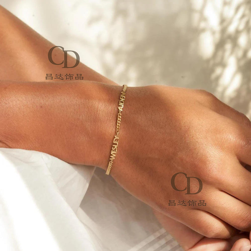 Etsy's Most Popular Personalized Name Bracelet Cuban Chain DIY English Letters New Private Custom-Made Same Style for Men and Women