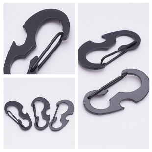 Outdoor portable multi-functional D-type buckle metal carabiner bottle opener spring hook hanging buckle factory processing direct sales
