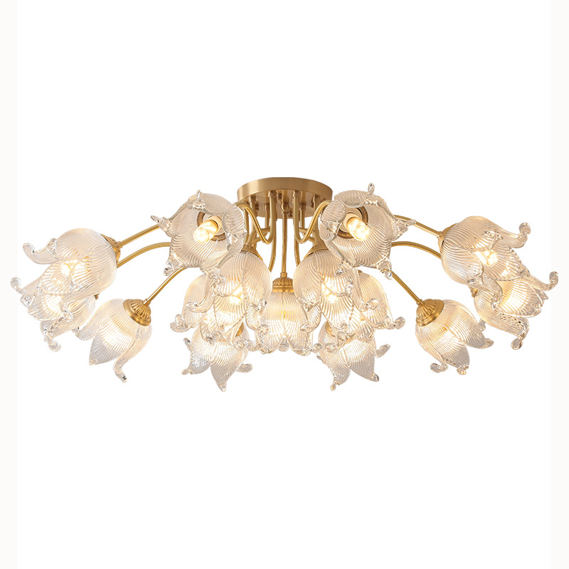 América de cobre ligero lujo sala de estar lámpara principal moderna simple atmósfera alta lámpara de comedor candelabro de estilo francés lámpara de habitación