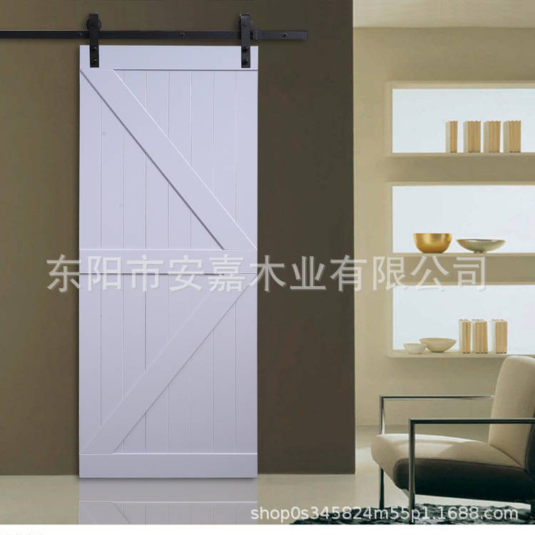 Cross-Border Barn Door Am Partition Door Indoor Door European and American Simple Style Homestay Door Pure Solid Wood Bathroom Kitchen Sliding Door