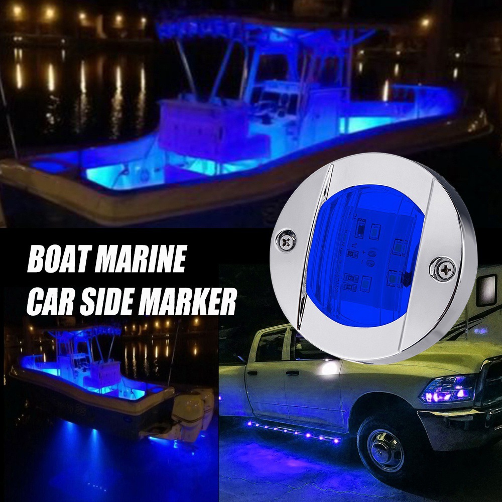 Cross-Border 6Led Round Truck Side Light 12V Round Trailer Trailer Cruise Ship Signal Light 24V Electroplated Truck Side Light