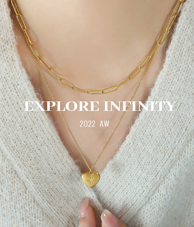 Simple Style Heart Shape Titanium Steel Plating Zircon Pendant Necklace 1 Piece