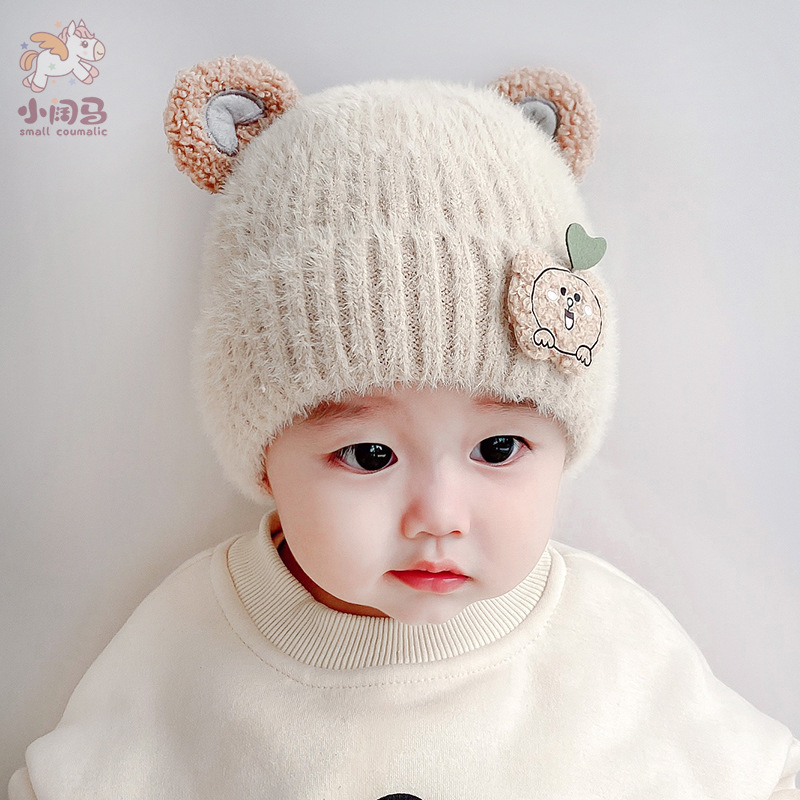 Children's demi-season cotton cute winter woolen hat girl's for boys