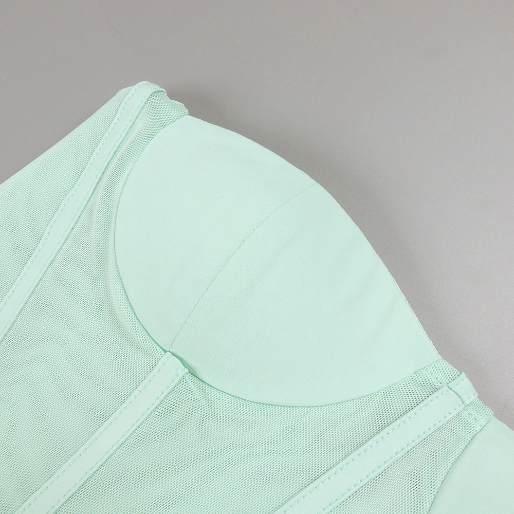 Light Green Halter Tulle Ribbon Dress Slimming High Waist Mop Dress 26 Light Green Halter Tulle Ribbon Dress Slimming High Waist Mop Dress