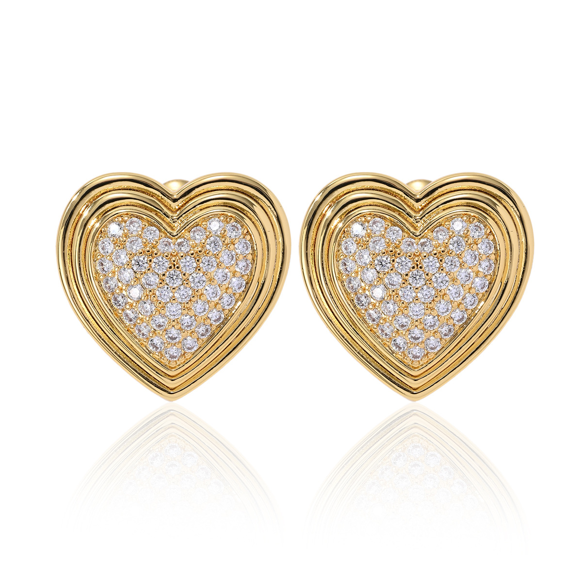 Heart Shape Pattern 1 Pair Simple Style Heart Shape Plating Copper Ear Studs