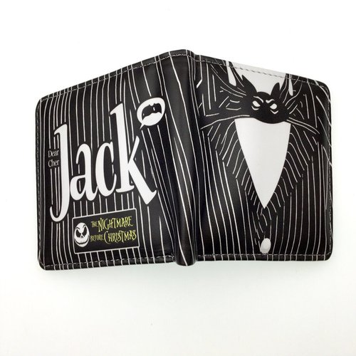 Halloween Skull Jack PU short coin purse The Nightmare Before Christmas student men's and women's leather wallet card holder