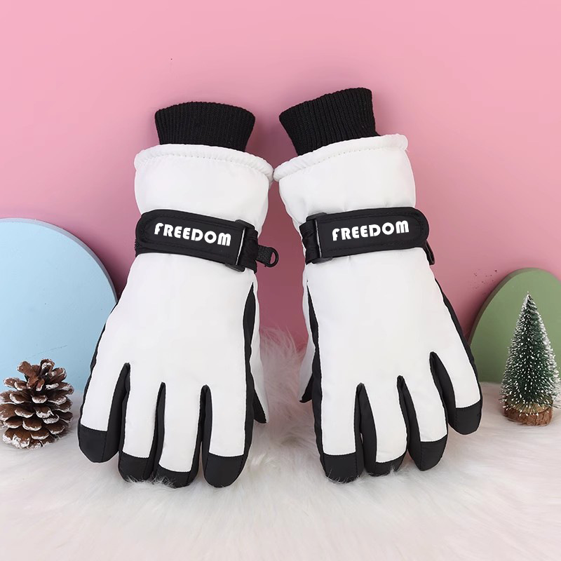 Niños de 3 - 12 años de edad en invierno, guantes de pantalla táctil a prueba de frío a prueba de agua a prueba de viento, antideslizante y caliente para esquiar y jugar con seda