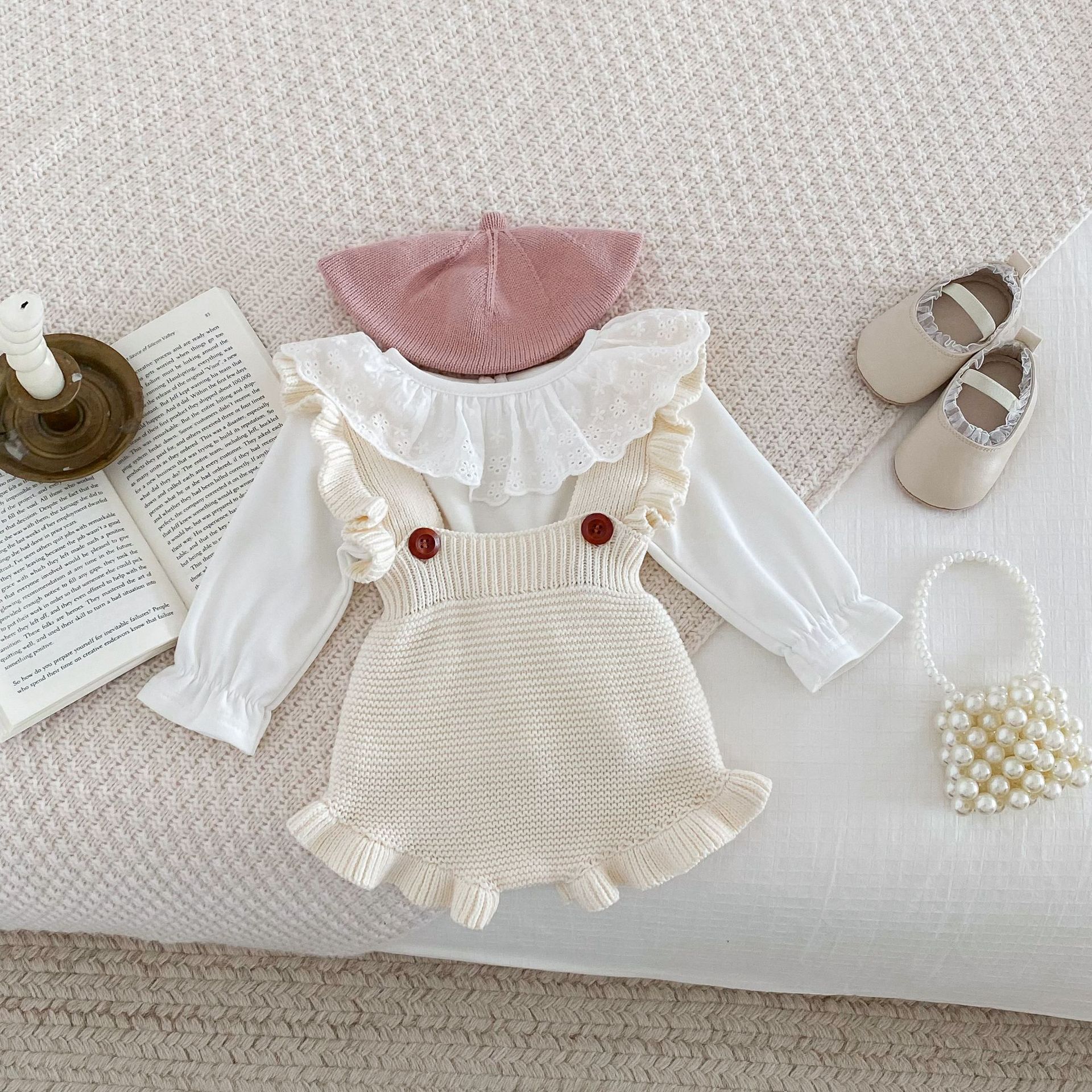 96g Weight Romper Children's Clothing Type Shorts Pants Length Cotton Fabric Type Mid Waist Waist Line Baby(0-2Years) Age Group Holiday, Daily, Selfie Occasion Regular Fit Fit Type Solid Color Pattern Spring, Autumn Season Baby Girl'S Gender Elegant, Cute Style Elegant Cute Solid Color Cotton Pants & Leggings 3