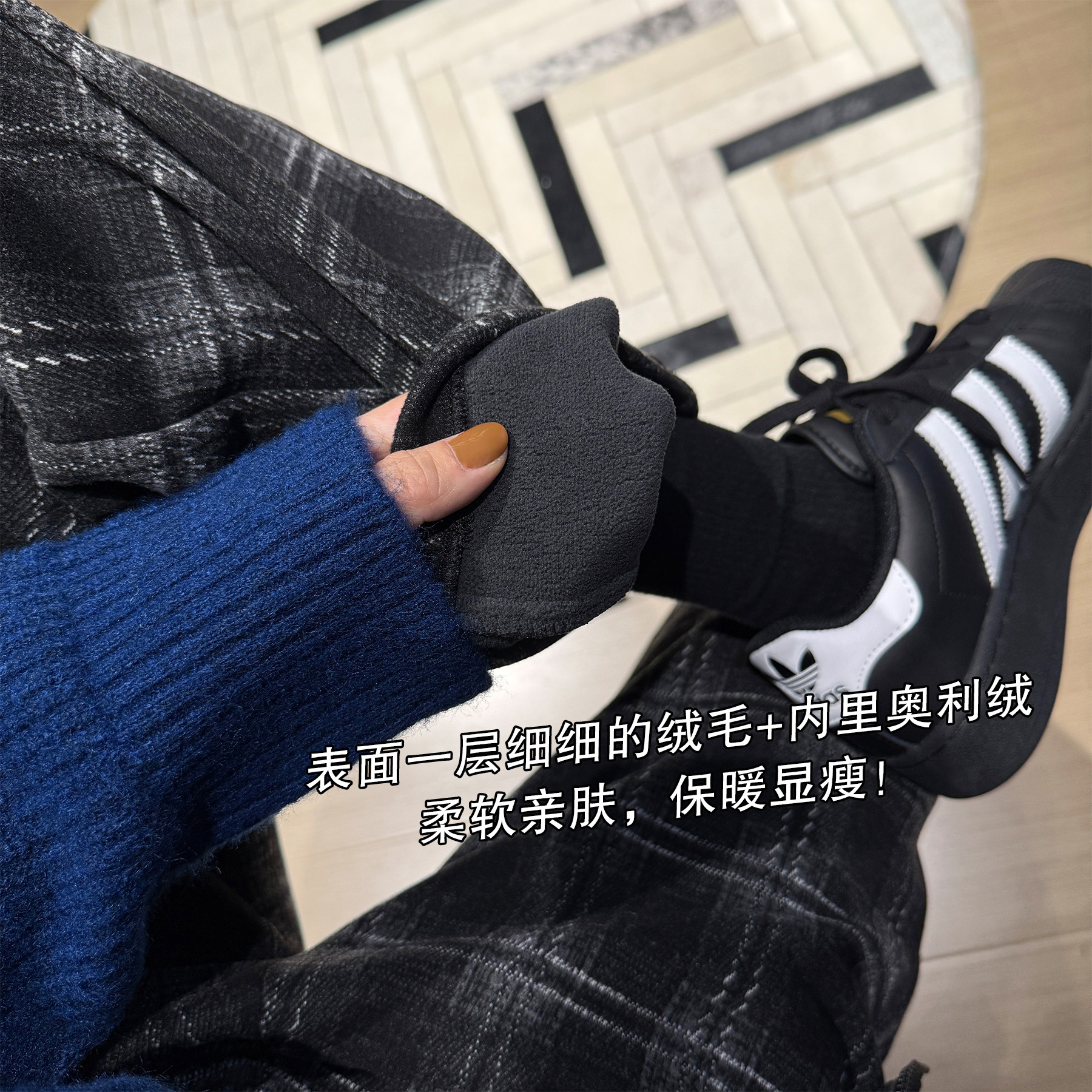 아름다운 작은 아름다운 GRAYLEY는 호주 벨벳 PLAT 바지입니다  겨울 기모 캐주얼 바지 마이크로 아크 낫 커버 바지 따뜻한 바지