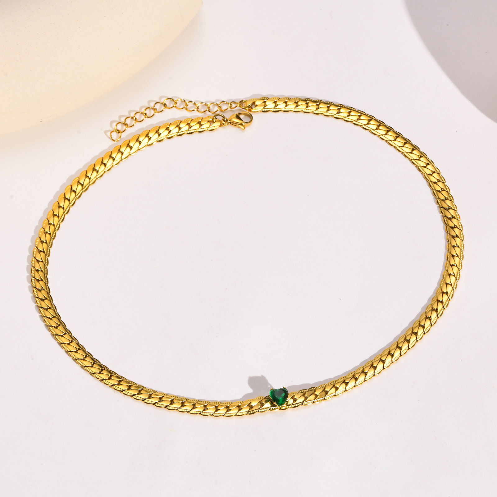 Fashion Heart Shape Stainless Steel Plating Zircon Necklace_colorza_6