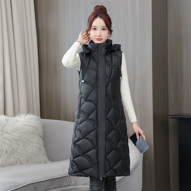 Новый женский хлопковый жилет средней длины для осени и зимы, приталенный, универсальный, хлопковая куртка для женщин