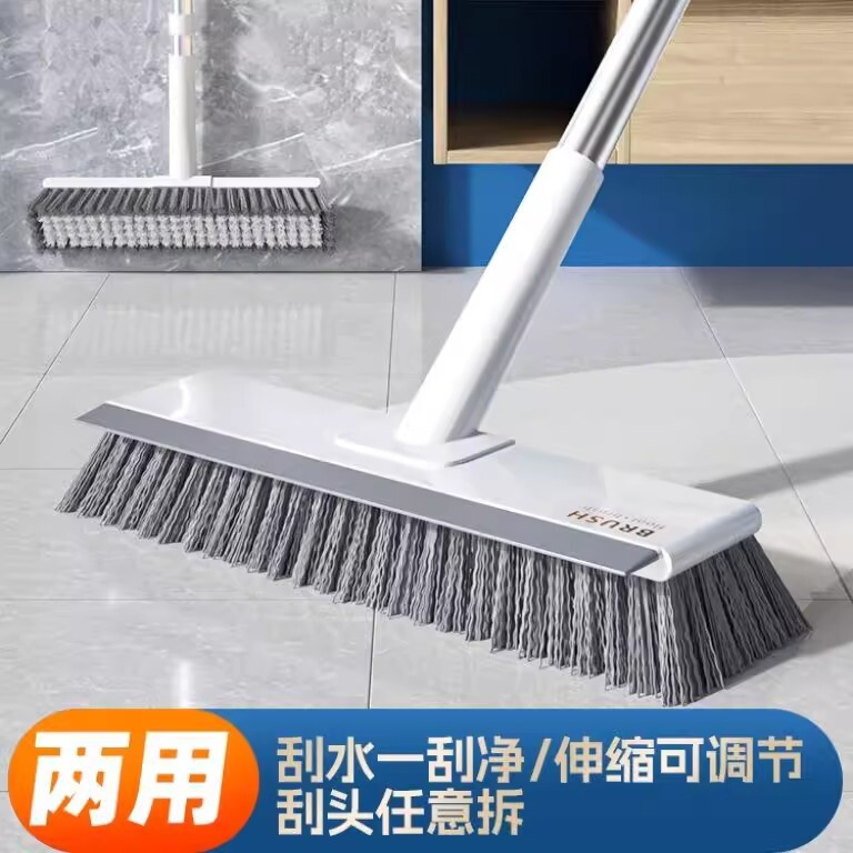 Household Bathroom V-Shaped Floor Brush, Hard-Bristled Floor Crevice Cleaning Tool, Long-Handled Floor Cleaning and Scrubbing Brush
