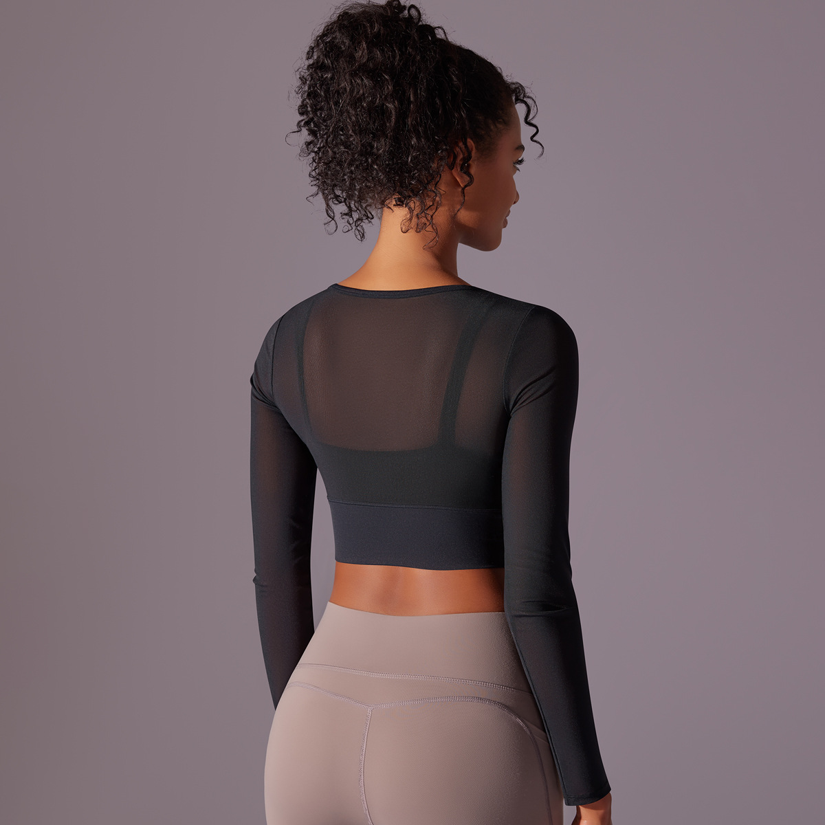 189g Weight Long Sleeve Sleeve Length Nylon, Cotton Blend Fabric Type Short Top Length T-shirt Tops Type Fitness, Yoga Occasion Round Neck Neckline Solid Color Pattern Net Yarn, Hollow Out Design Sports Style Sports Solid Color Nylon Cotton Blend Round Neck Net Yarn Hollow Out Active Tops T-shirt 10